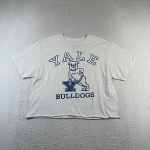 Yale Bulldogs Cropped Shirt Mens Medium White NCAA College Graphic Tee T-Shirt‎